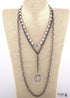 Boho Necklace, RH Antique Brass White Stone Glass